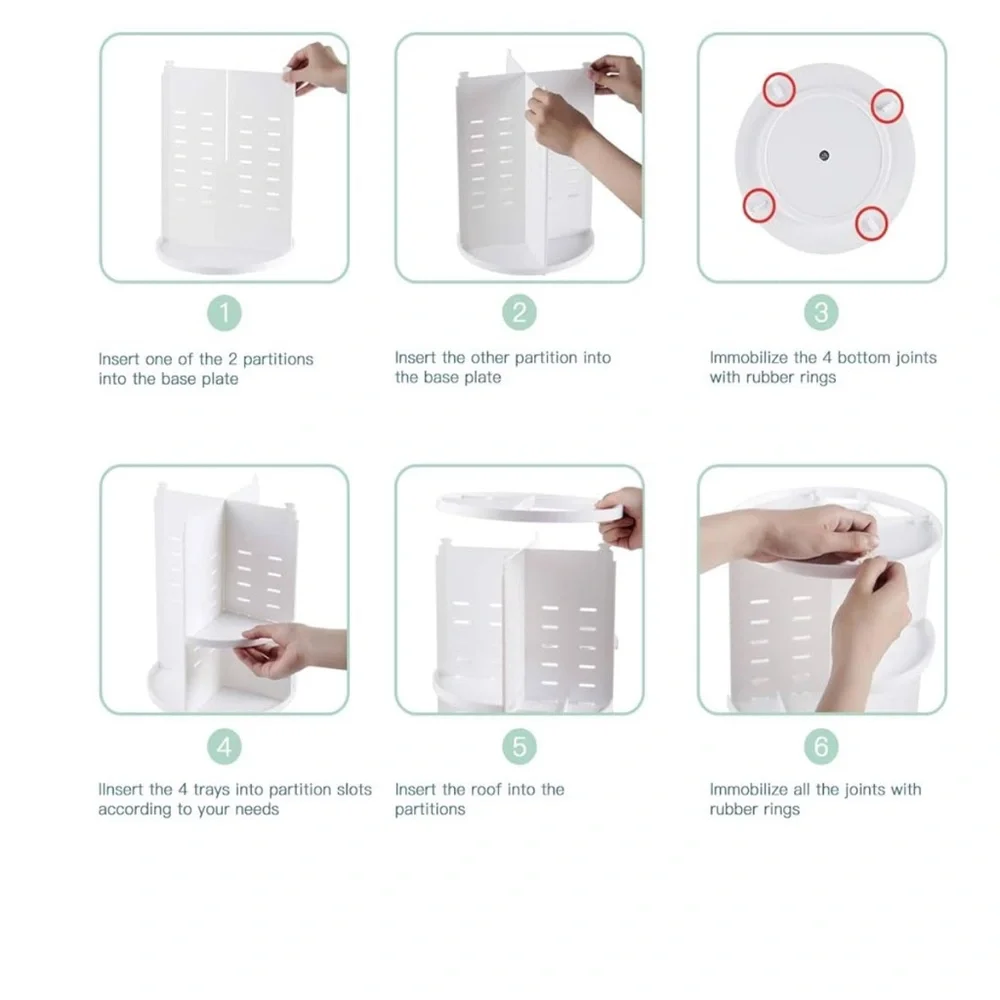 White Acrylic Rotating 360 Comsetic Organizer